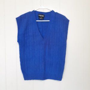 Vintage Nordstrom POV Blue Lambs Wool Angora V-Neck Sweater Vest Sz Medium EUC